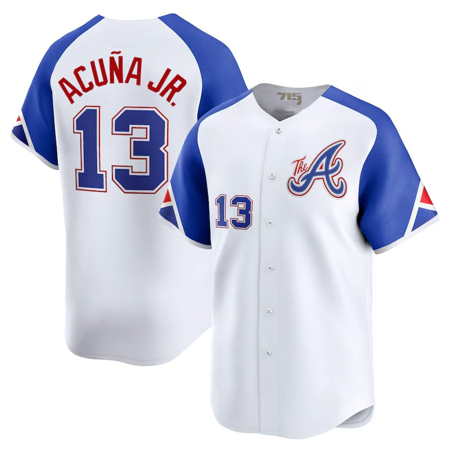 Punc A.Braves #13 Ronald Acuna Jr. City Connect Limited Jersey - White Personalized Jerseys