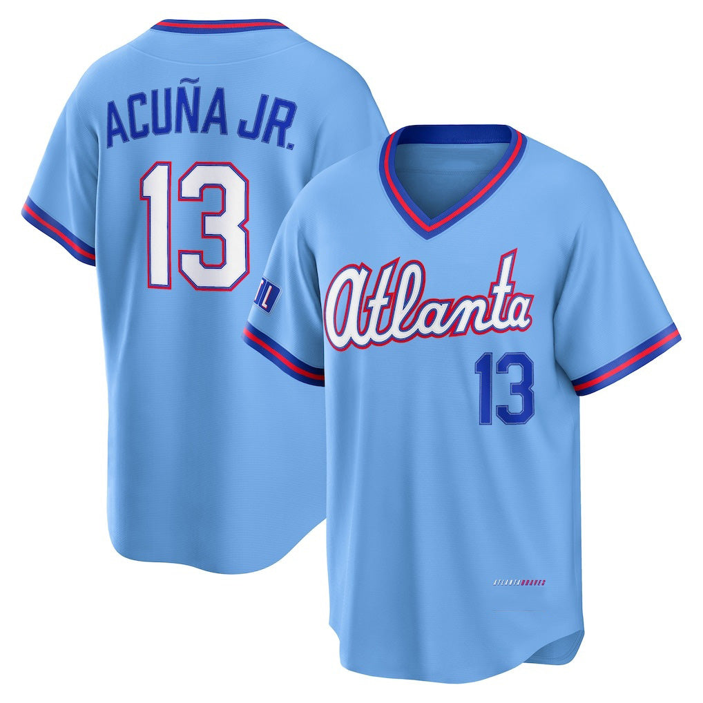 Punc A.Braves #13 Ronald Acuna Jr. Powder Blue 2026 City Connect Stadium Stitched Personalized Jersey
