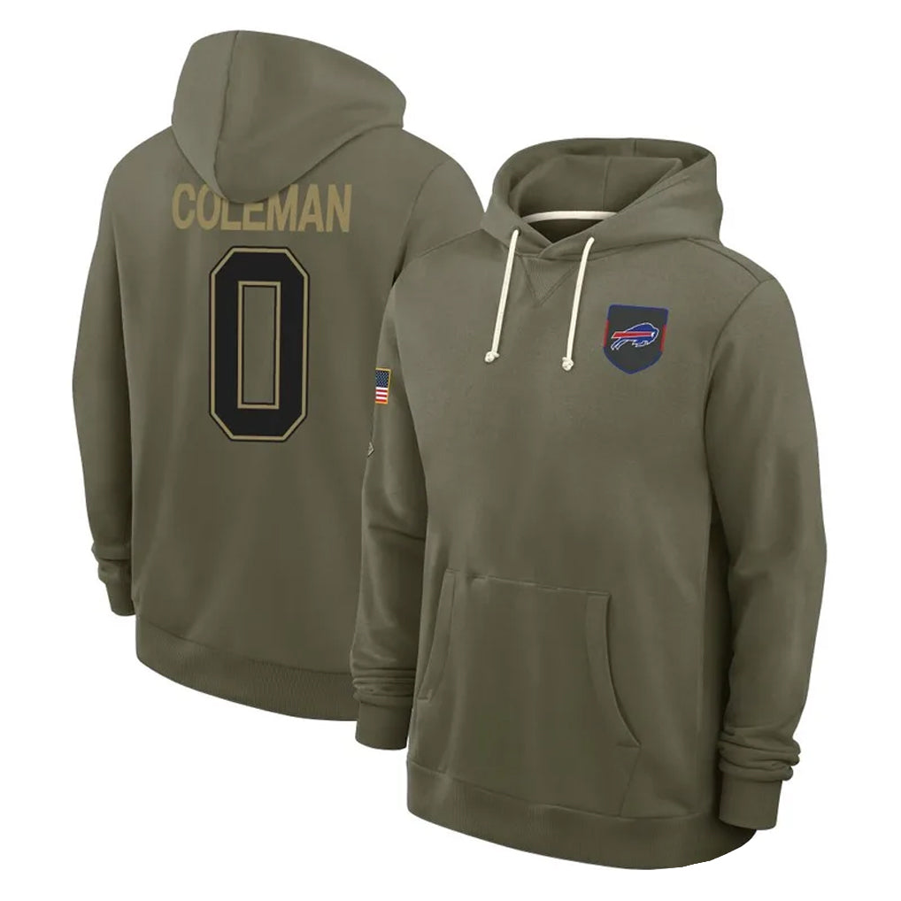 Punc B.Bills #0 Keon Coleman Player Olive Salute To Service Hoodies Game Stitched Jerseys