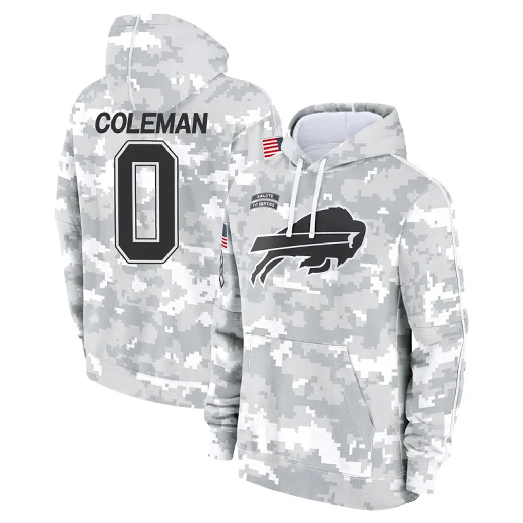 Punc B.Bills #0 Keon Coleman Player Arctic Camo Salute to Service Hoodies Stitched Jerseys