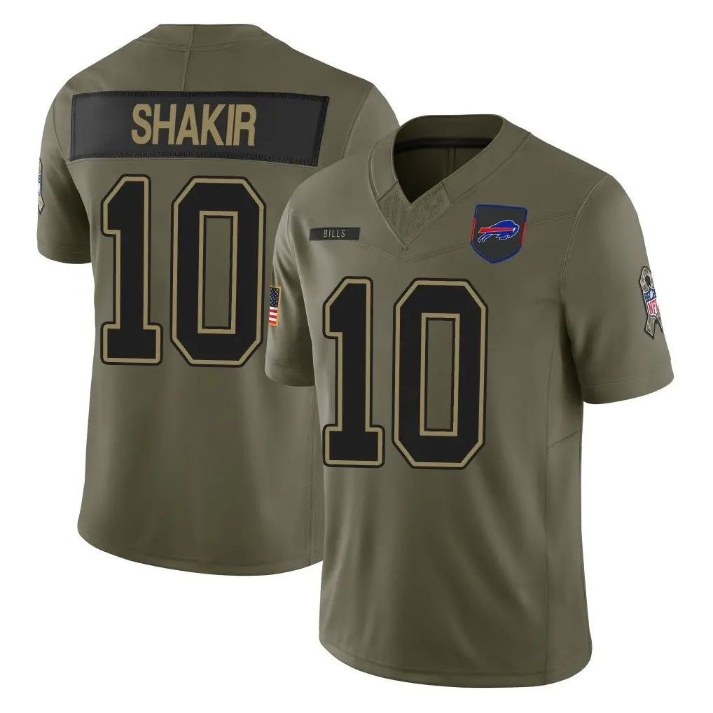 Punc B.Bills #10 Khalil Shakir Player Olive Salute to Service Limited Home Game Stitched Jerseys
