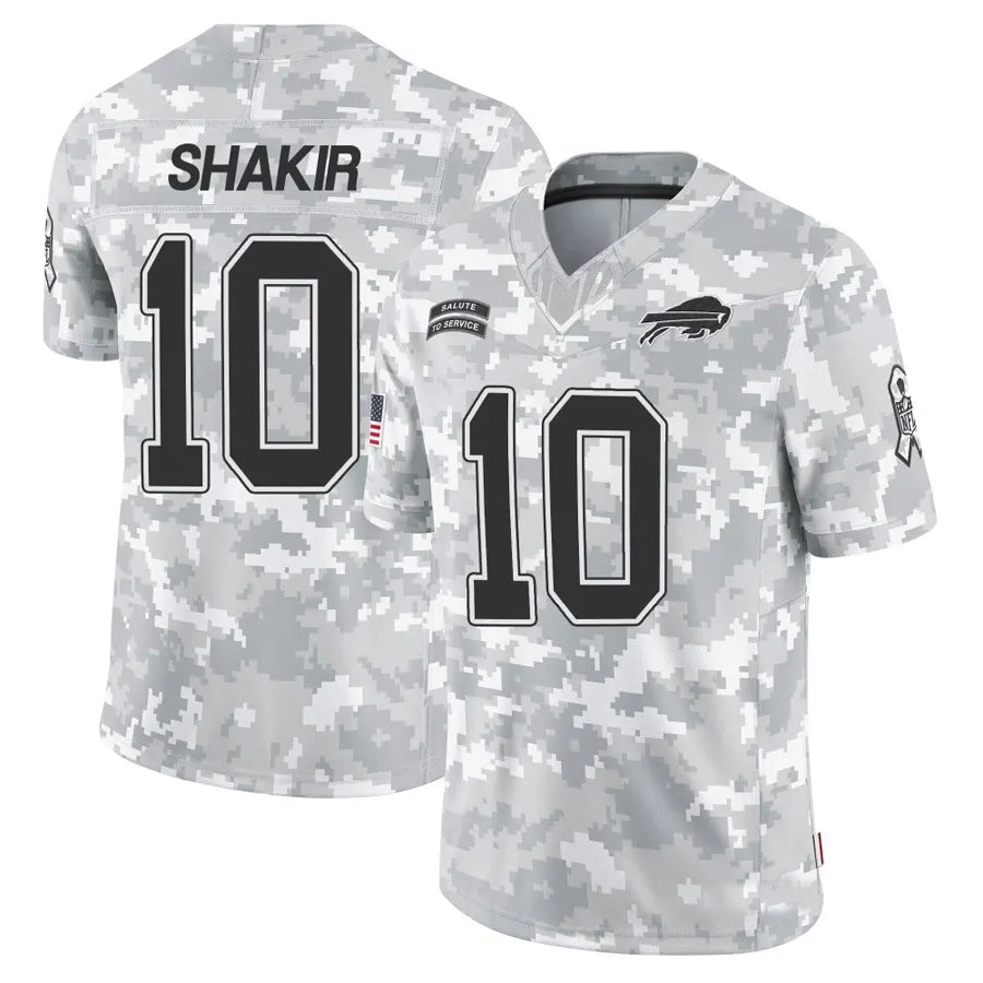 Punc B.Bills #10 Khalil Shakir Player Arctic Camo Salute to Service Limited  Stitched Jerseys