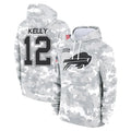 Punc B.Bills #12 Jim Kelly Player Arctic Camo Salute to Service Hoodies Limited Stitched Jerseys