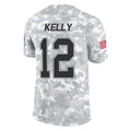 Punc B.Bills #12 Jim Kelly Player Arctic Camo Salute to Service Limited Stitched Jerseys