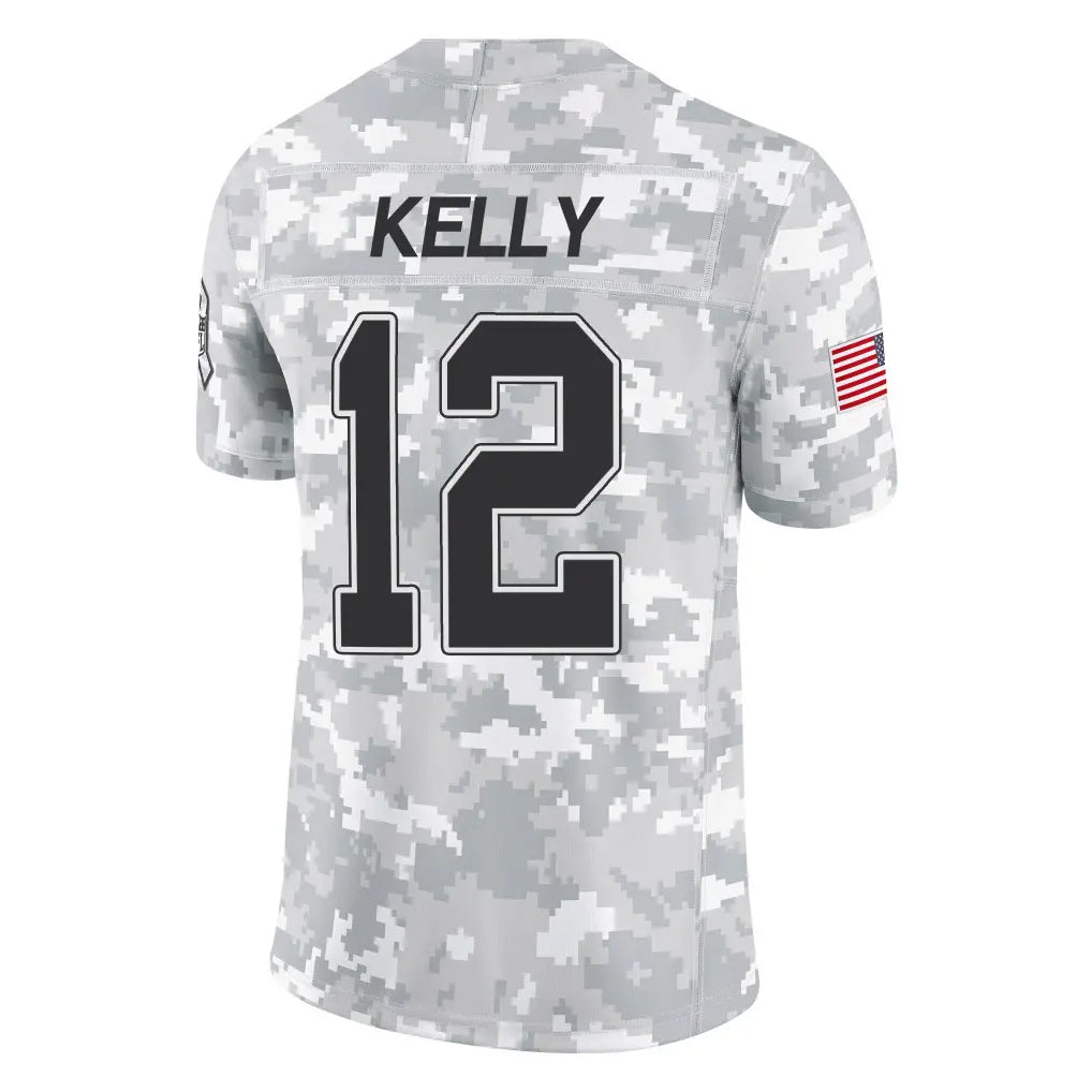 Punc B.Bills #12 Jim Kelly Player Arctic Camo Salute to Service Limited Stitched Jerseys