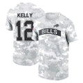 Punc B.Bills #12 Jim Kelly Player Arctic Camo Salute to Service T-Shirt Hoodies Stitched Jerseys