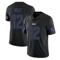 Punc B.Bills #12 Jim Kelly Player Black Impact Limited Game Stitched Jerseys