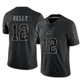Punc B.Bills #12 Jim Kelly Player Black RFLCTV Limited Stitched Jerseys
