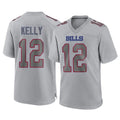 Punc B.Bills #12 Jim Kelly Player Gray Fashion Home Game Stitched Jerseys