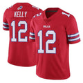 Punc B.Bills #12 Jim Kelly Player Red Vapor Untouchable Limited Home Game Stitched Jerseys