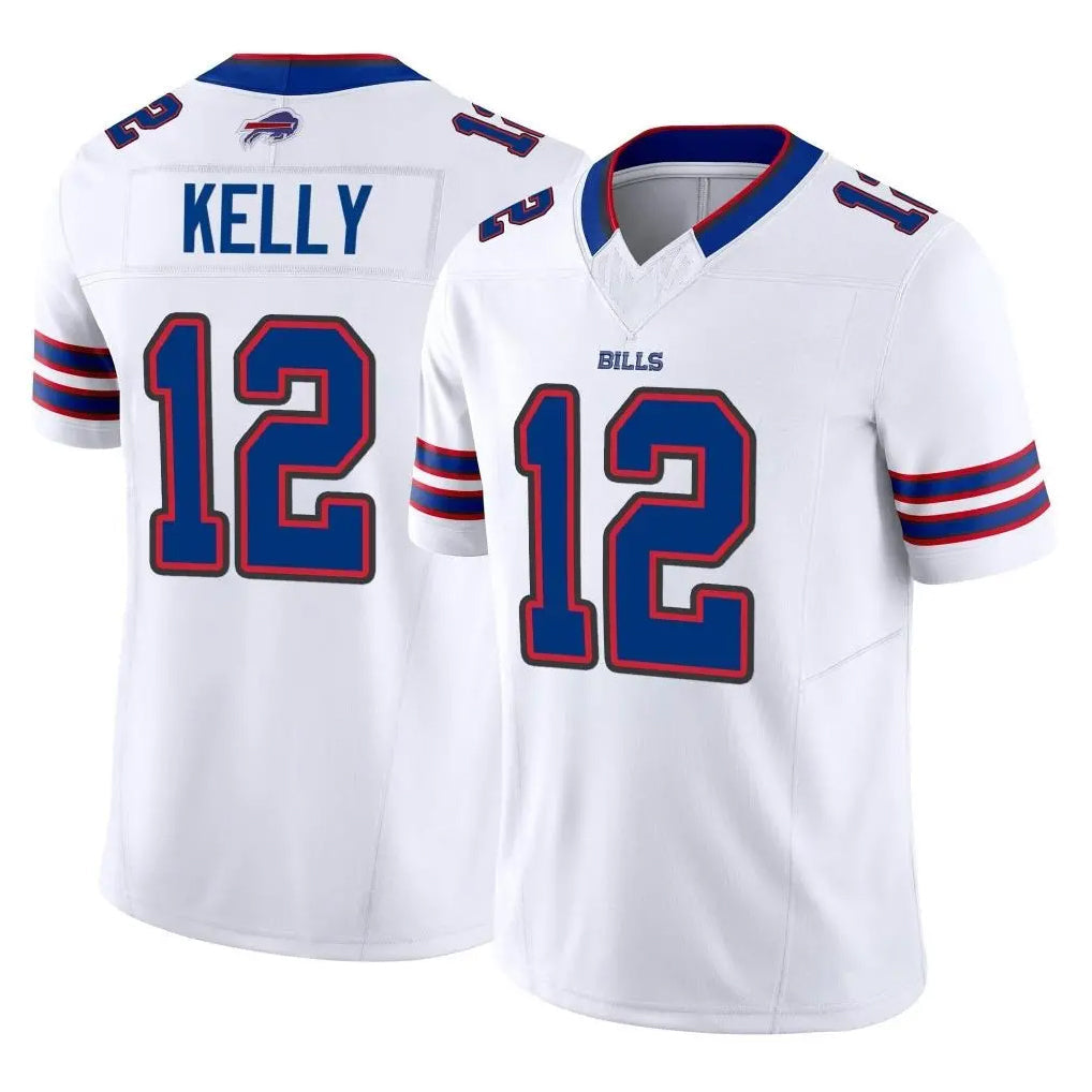 Punc B.Bills #12 Jim Kelly Player White Vapor F.U.S.E. Limited Stitched Jerseys