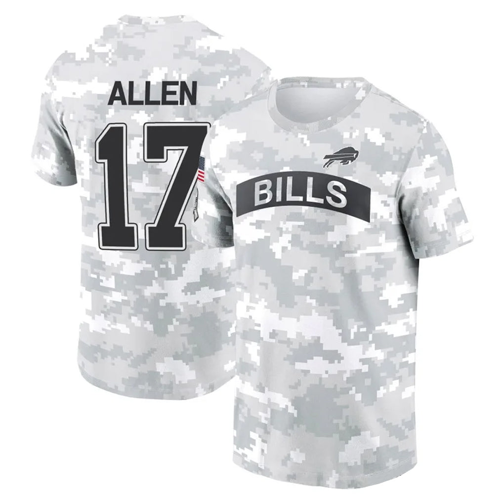 Punc B.Bills #17 Josh Allen Player Arctic Camo Salute to Service T-Shirt Hoodies Stitched Jerseys