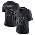 Punc B.Bills #17 Josh Allen Player Black RFLCTV Limited Stitched Jerseys