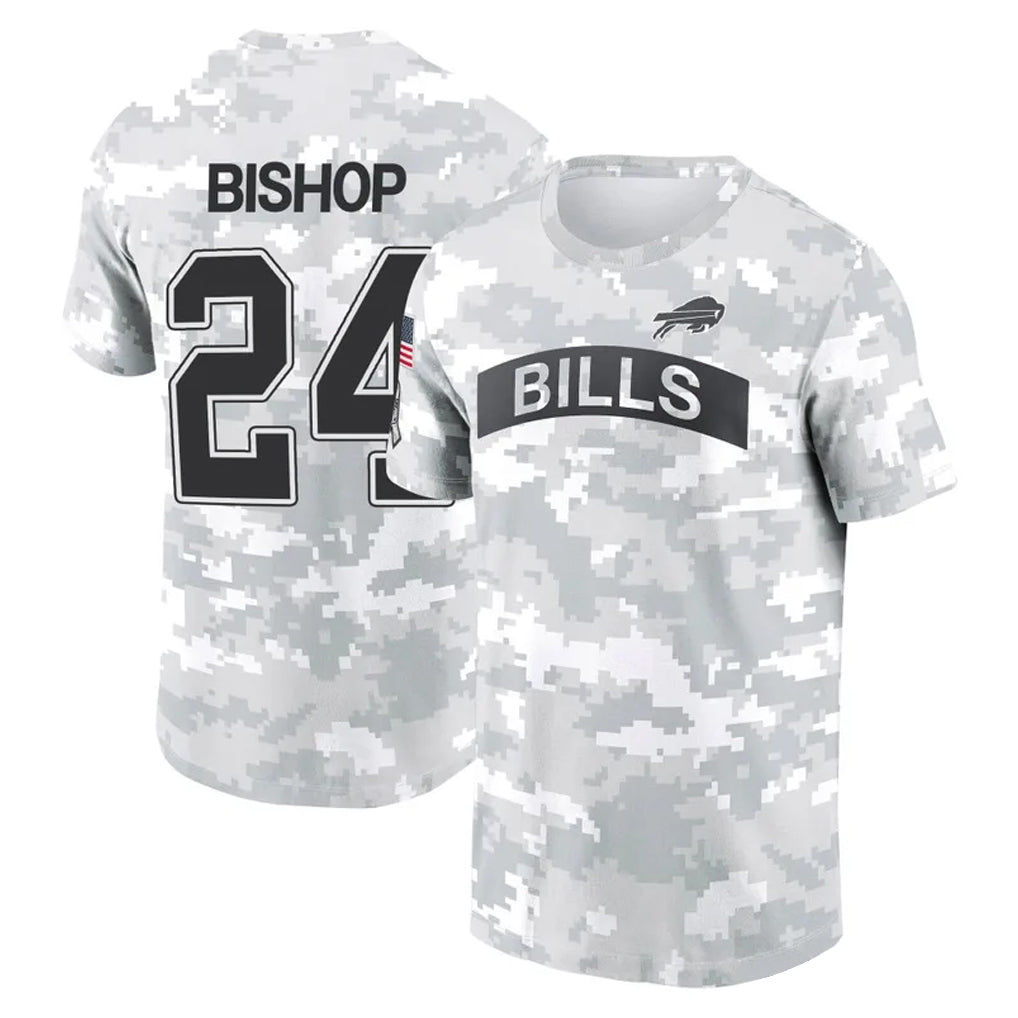 Punc B.Bills #24 Cole Bishop Player Arctic Camo Salute to Service T-Shirt Hoodies Stitched Jerseys