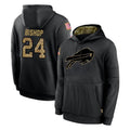 Punc B.Bills #24 Cole Bishop Player Black Salute to Service Hoodies Hame Stitched Jerseys