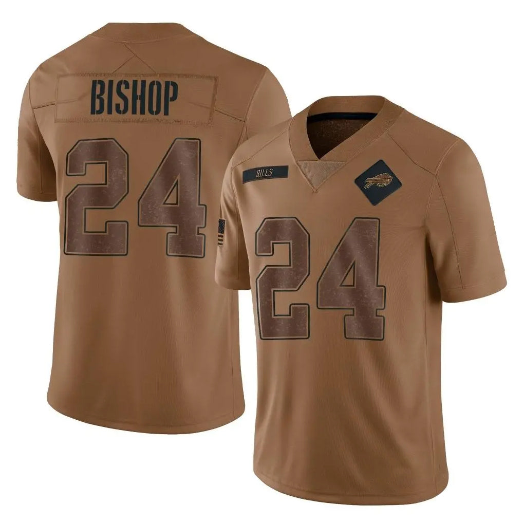 Punc B.Bills #24 Cole Bishop Player Brown Salute To Service Limited Stitched Jerseys