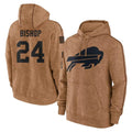 Punc B.Bills #24 Cole Bishop Player Brown Salute to Service Hoodies Stitched Jerseys