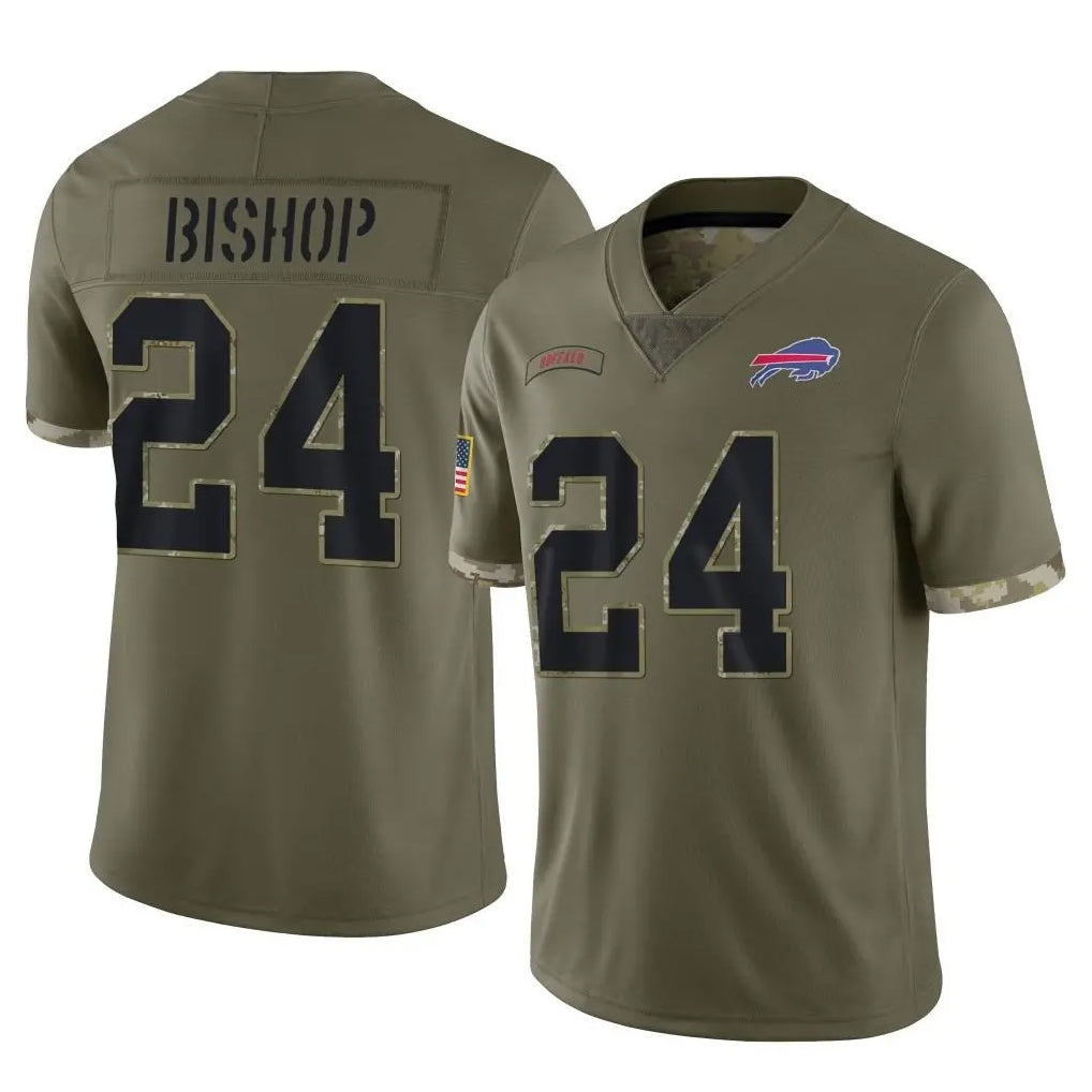 Punc B.Bills #24 Cole Bishop Player Olive Salute To Service Game Stitched Jerseys