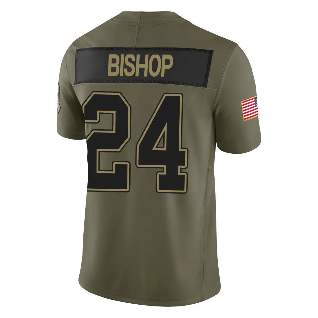 Punc B.Bills #24 Cole Bishop Player Olive Salute To Service Limited Home Game Stitched Jerseys
