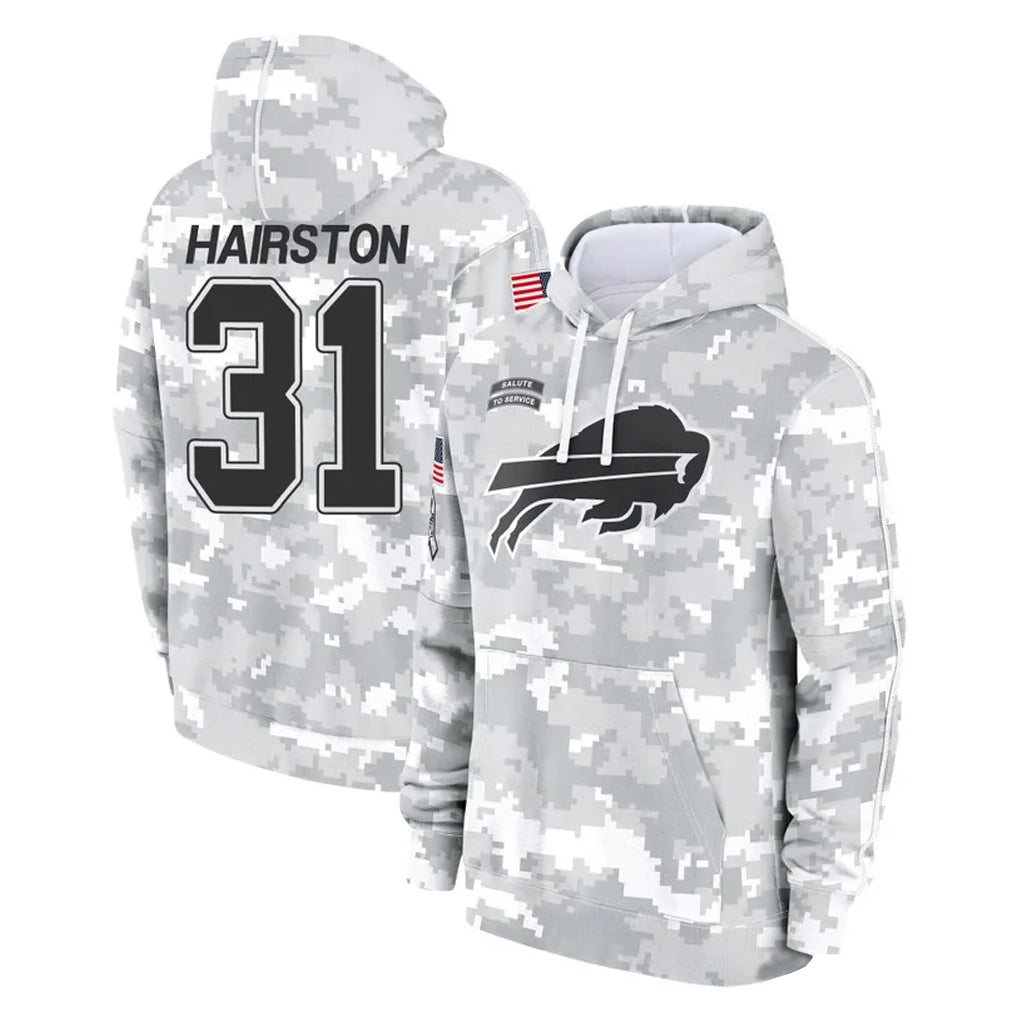 Punc B.Bills #31 Maxwell Hairston Player Arctic Camo Salute to Service Hoodies Limited Stitched Jerseys