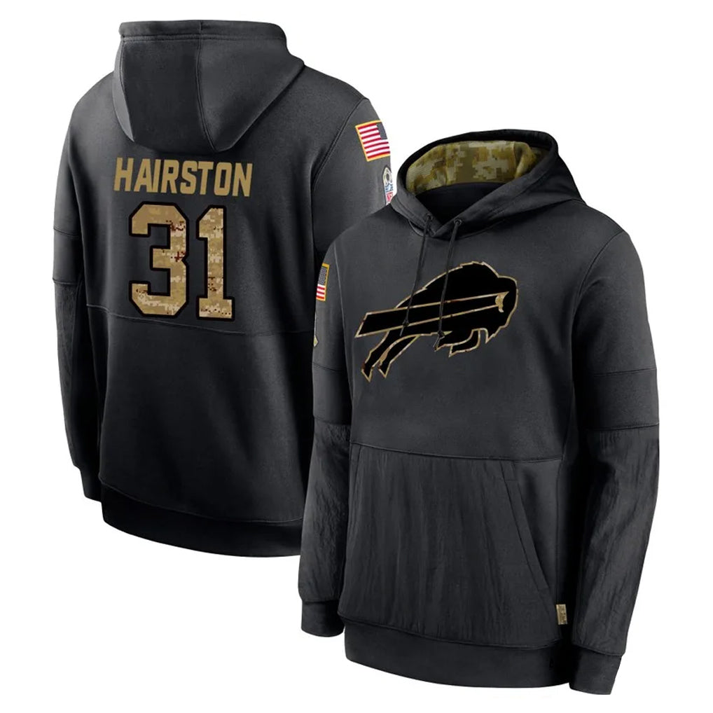 Punc B.Bills #31 Maxwell Hairston Player Black Salute to Service Hoodies Hame Stitched Jerseys