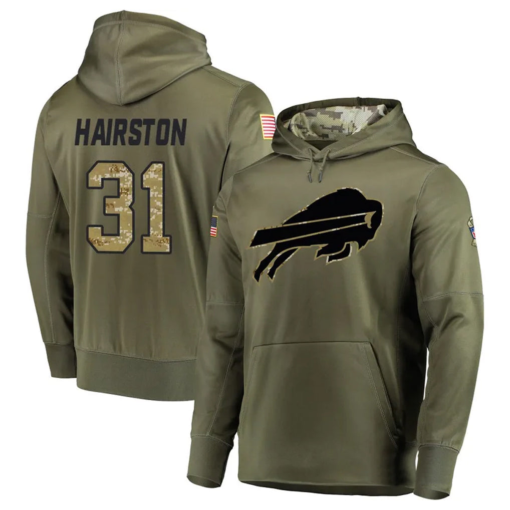 Punc B.Bills #31 Maxwell Hairston Player Olive Salute to Service Hoodies Game Stitched Jerseys
