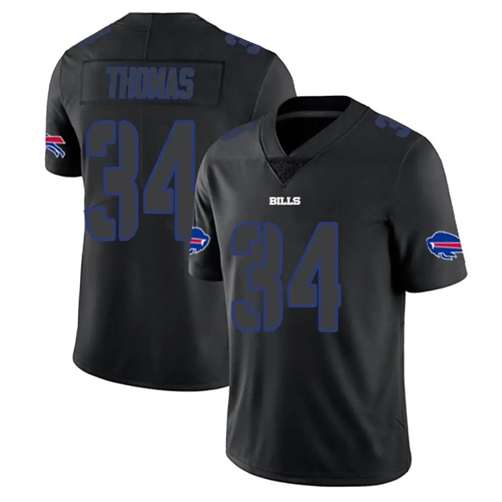 Punc B.Bills #34 Thurman Thomas Player Black Impact Limited Home Game Stitched Jerseys