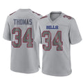 Punc B.Bills #34 Thurman Thomas Player Gray Fashion Home Game Stitched Jerseys