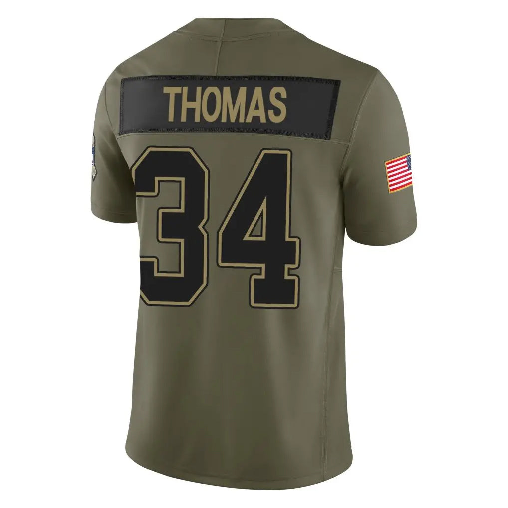 Punc B.Bills #34 Thurman Thomas Player Olive Salute To Service Limited Game Stitched Jerseys
