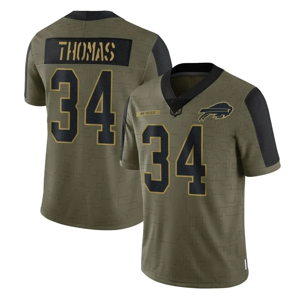 Punc B.Bills #34 Thurman Thomas Player Olive Salute To Service Limited Stitched Jerseys