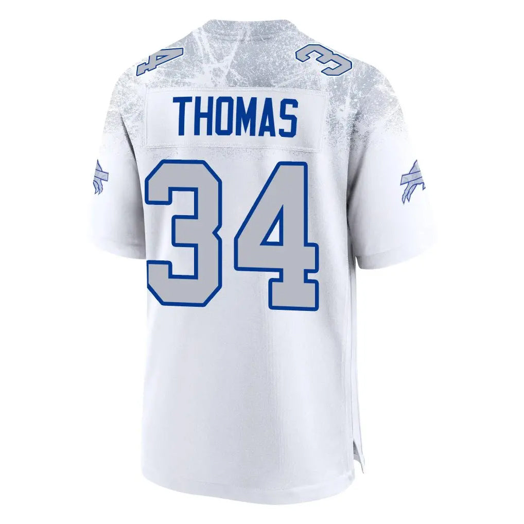Punc B.Bills #34 Thurman Thomas Player White Rivalries Collection Game Stitched Jerseys