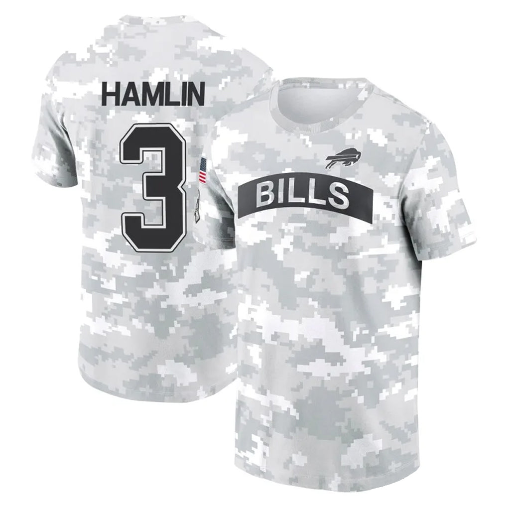 Punc B.Bills #3 Damar Hamlin Player Arctic Camo Salute to Service T-Shirt Hoodies Stitched Jerseys