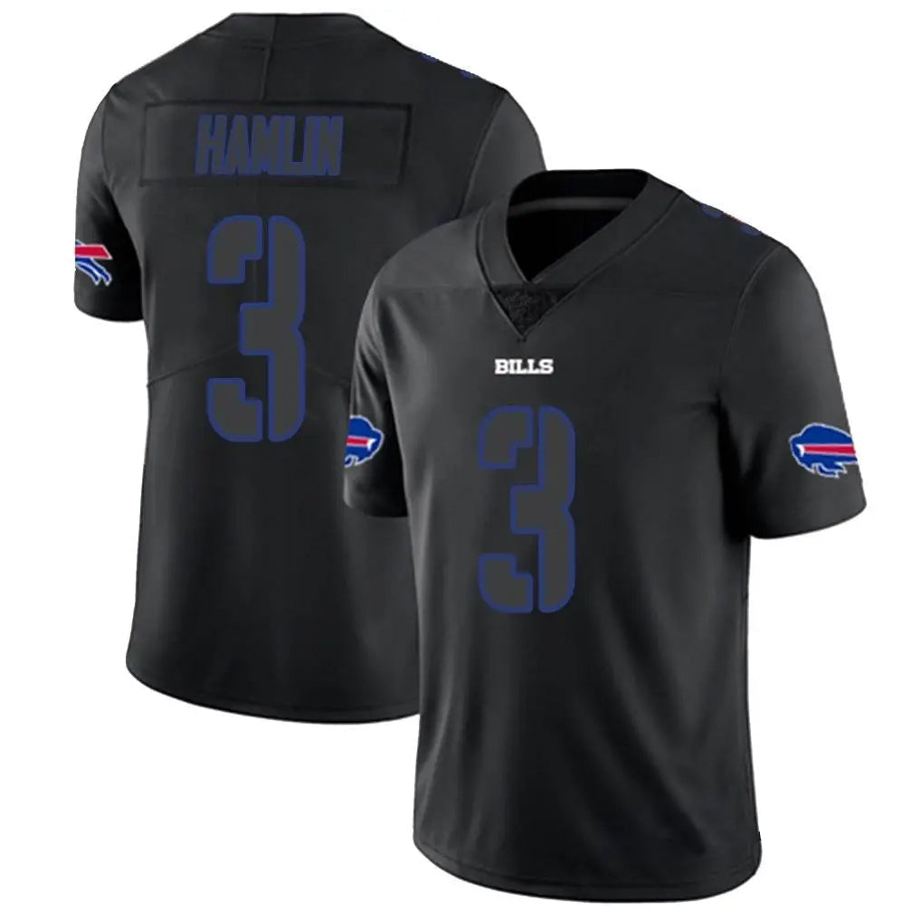 Punc B.Bills #3 Damar Hamlin Player Black Impact Limited Stitched Jerseys