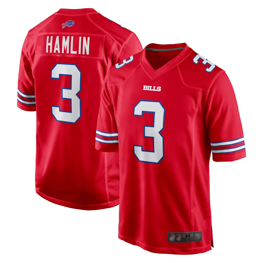Punc B.Bills #3 Damar Hamlin Player Red Home Game Stitched Jerseys