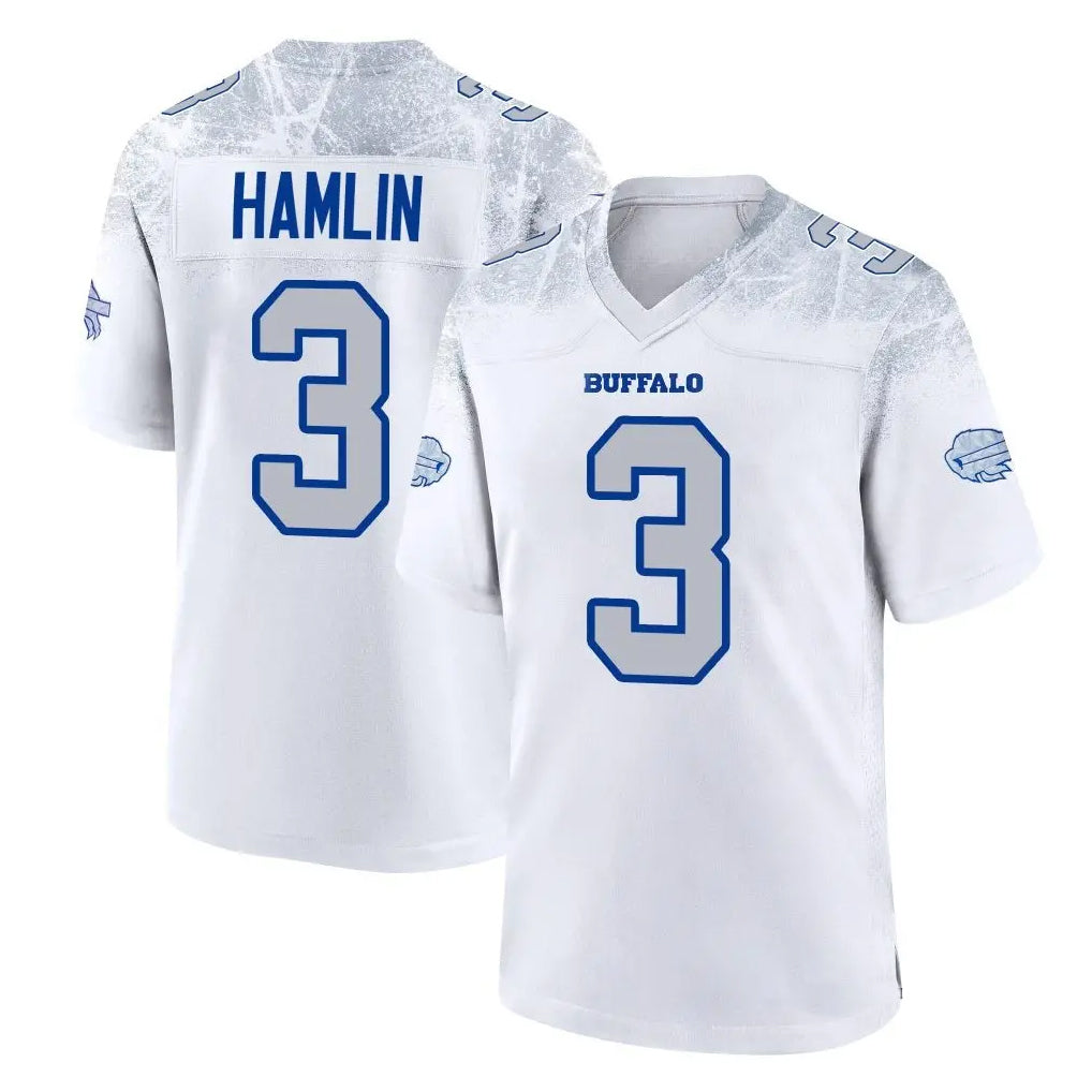Punc B.Bills #3 Damar Hamlin Player White Rivalries Collection Home Game Stitched Jerseys