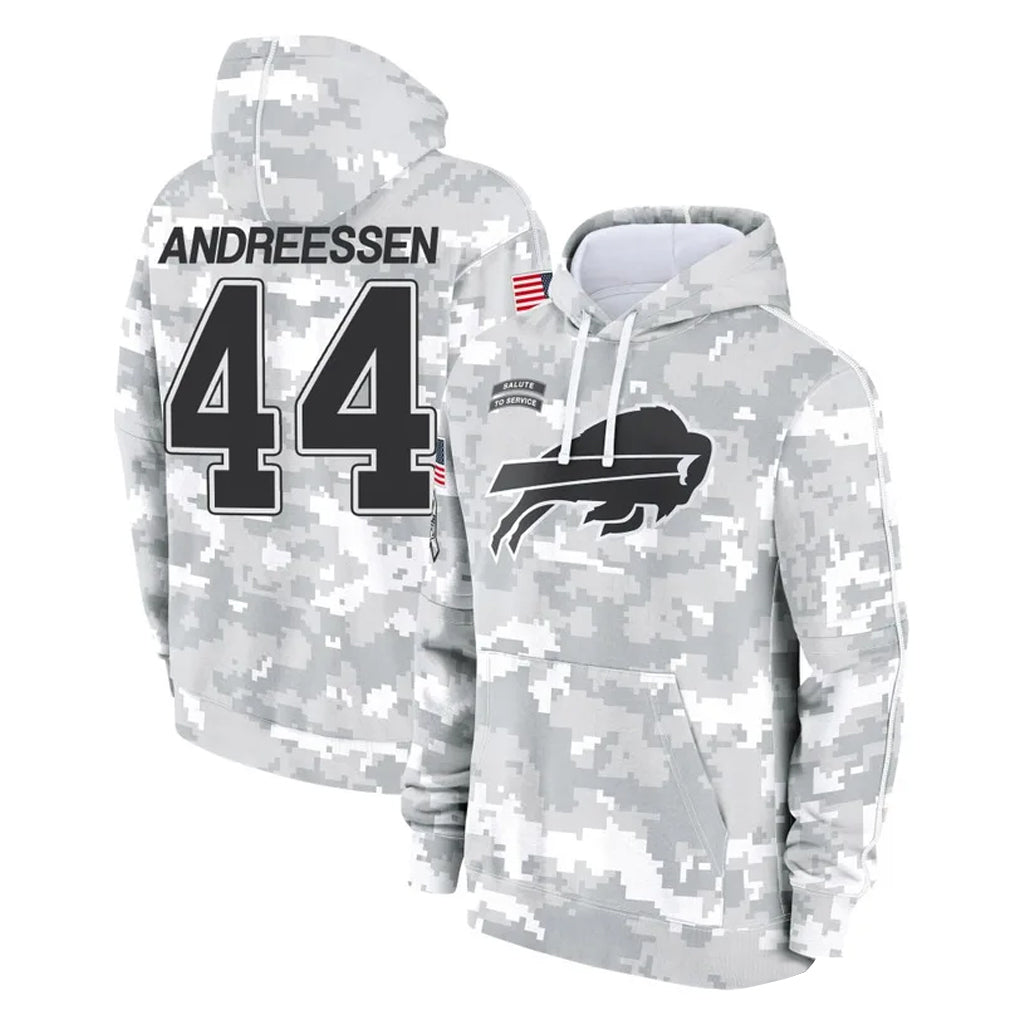 Punc B.Bills #44 Joe Andreessen Player Arctic Camo Salute to Service Hoodies Limited Stitched Jerseys