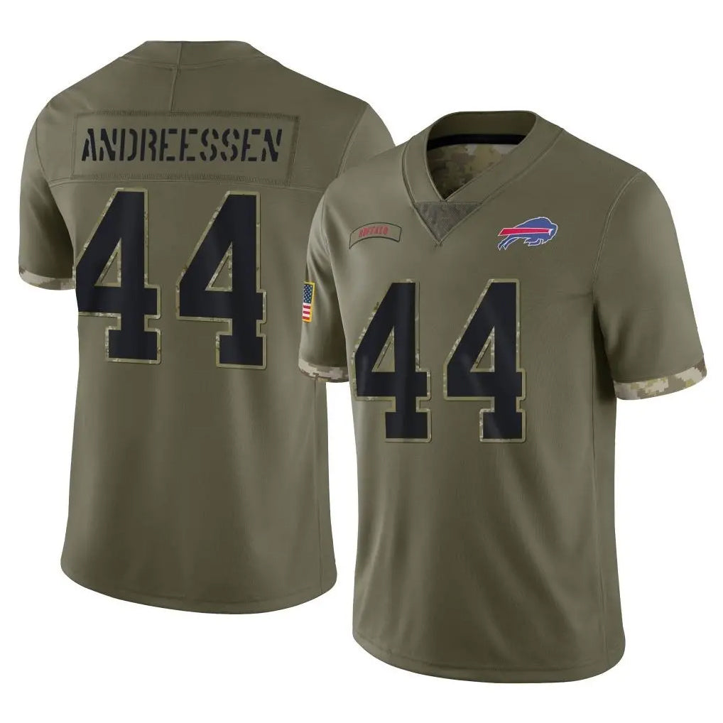 Punc B.Bills #44 Joe Andreessen Player Olive Salute To Service Game Stitched Jerseys