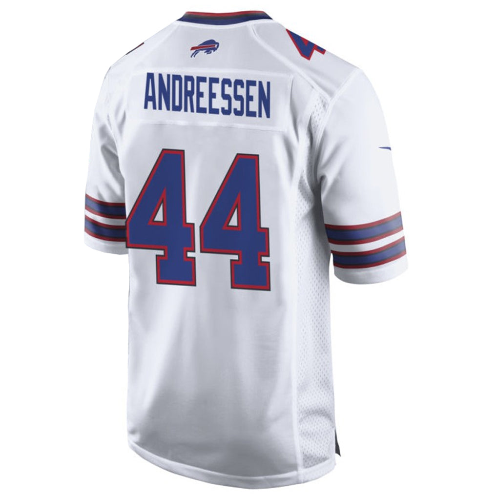 Punc B.Bills #44 Joe Andreessen Player White Home Game Stitched Jerseys