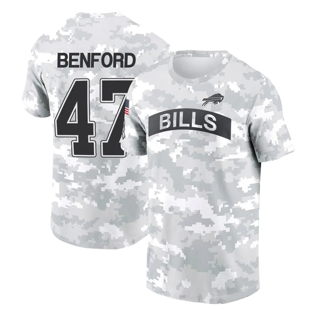 Punc B.Bills #47 Christian Benford Player Arctic Camo Salute to Service T-Shirt Hoodies Stitched Jerseys