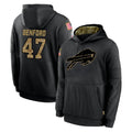 Punc B.Bills #47 Christian Benford Player Black Salute to Service Hoodies Hame Stitched Jerseys