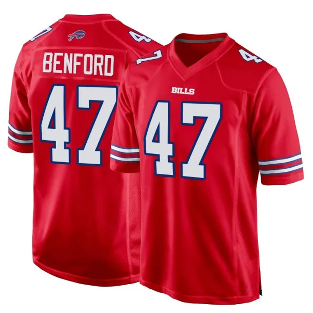 Punc B.Bills #47 Christian Benford Player Red Home Game Stitched Jerseys