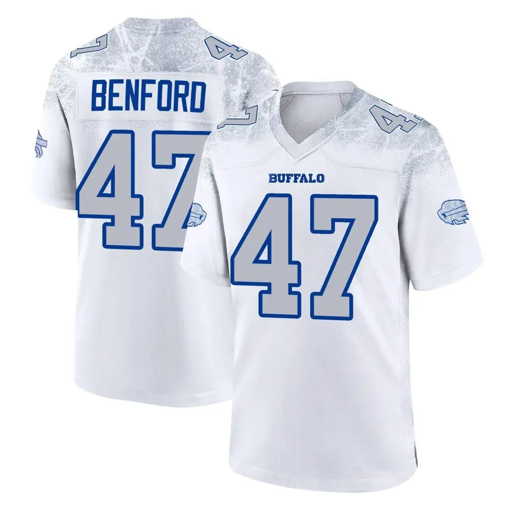 Punc B.Bills #47 Christian Benford Player White Rivalries Collection Limited Stitched Jerseys