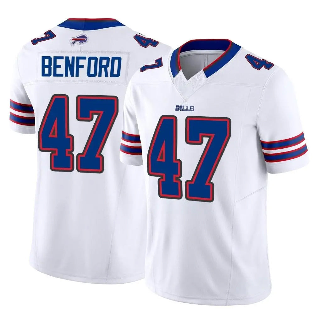 Punc B.Bills #47 Christian Benford Player White Vapor F.U.S.E. Limited Home Game Stitched Jerseys