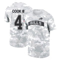 Punc B.Bills #4 James Cook III Player Arctic Camo Salute to Service T-Shirt Hoodies Stitched Jerseys