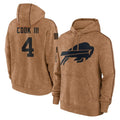 Punc B.Bills #4 James Cook III Player Brown Salute to Service Hoodies Stitched Jerseys