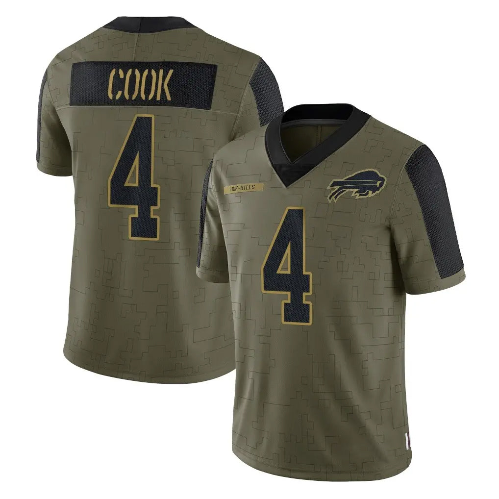 Punc B.Bills #4 James Cook III Player Olive Salute To Service Game Stitched Jerseys
