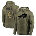 Punc B.Bills #4 James Cook III Player Salute to Service Hoodies Olive Stitched Jerseys