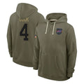 Punc B.Bills #4 James Cook III Player Salute to Service Olive Hoodies  Stitched Jerseys