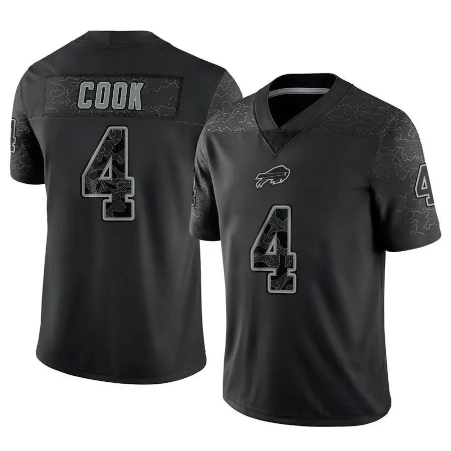Punc B.Bills #4 James Cook Player Black RFLCTV Limited Stitched Jerseys