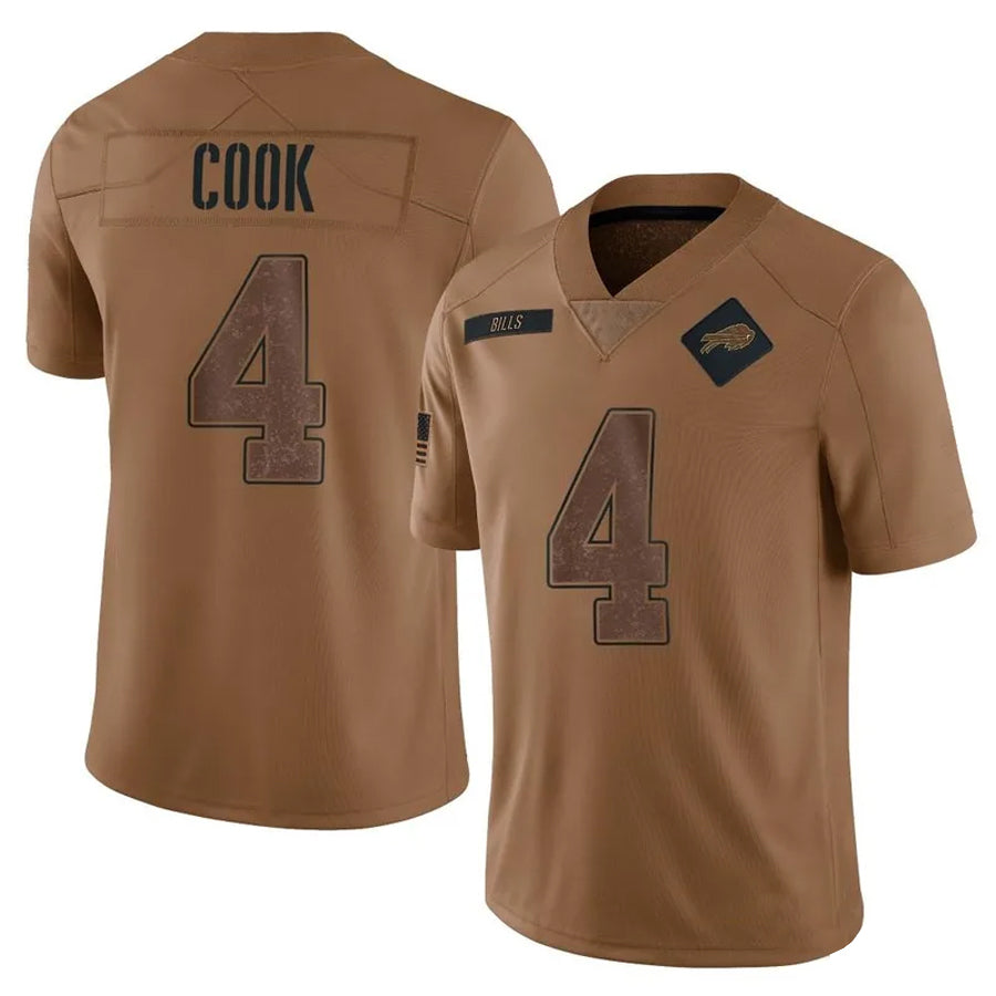 Punc B.Bills #4 James Cook Player Brown Salute To Service Limited Stitched Jerseys